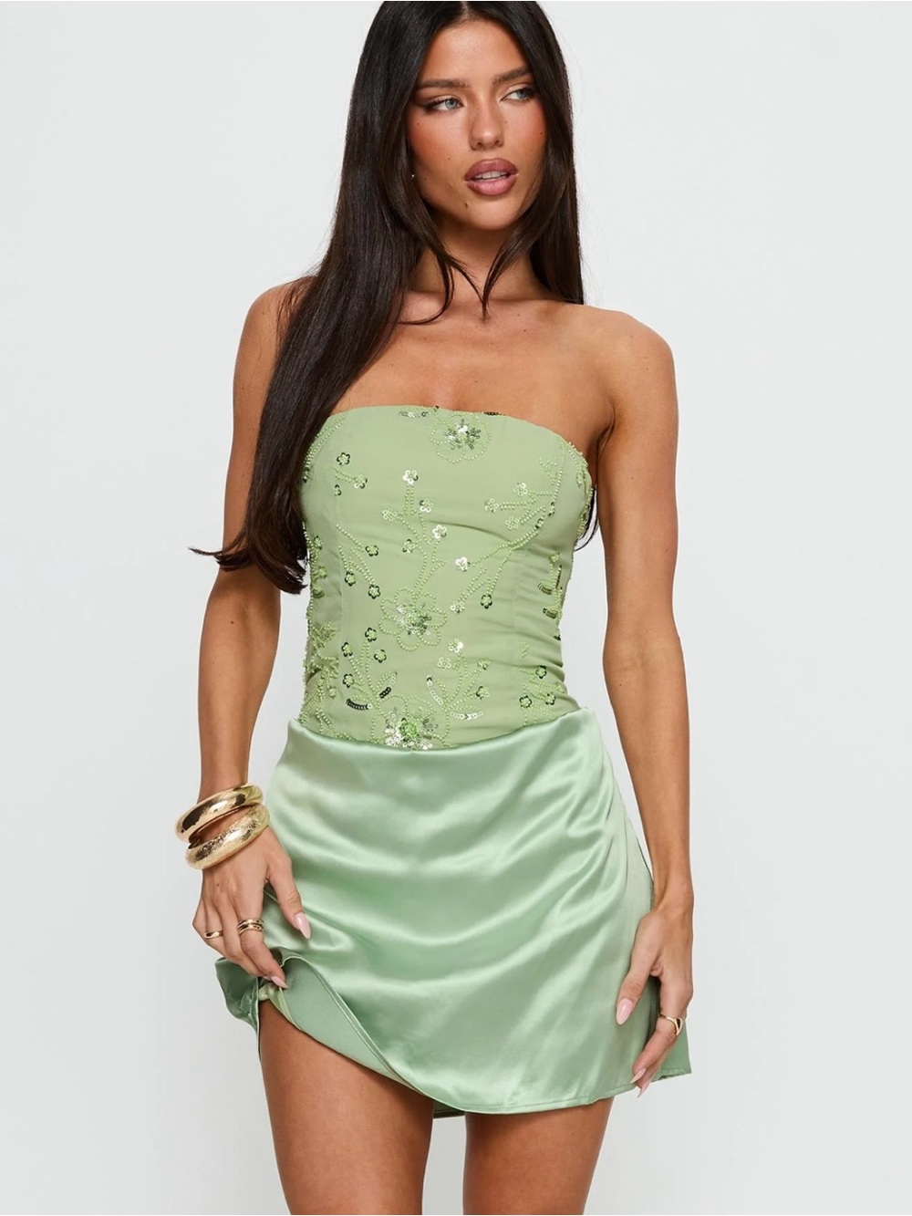 Princess Polly Beaded Strapless Sequin Mini Dress